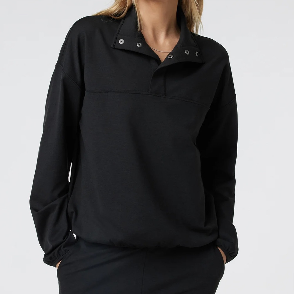 Like New: Vuori Granite Snap Mock Neck Dreamknit Warm Pullover Black Heather XL